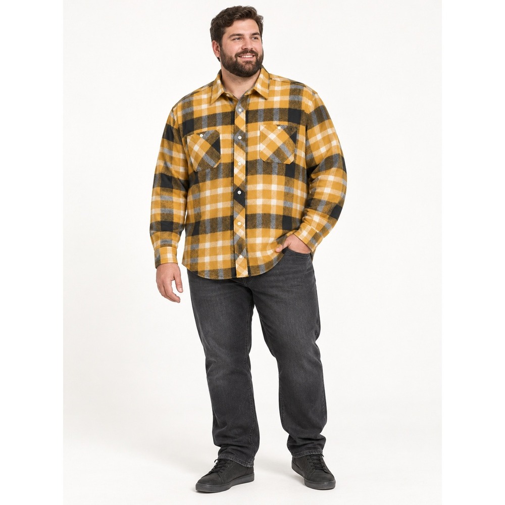 LRG Lifted Research Group 3XL Mustard Plaid Flannel Shirt